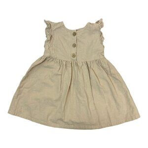 Mebie Baby Linen Dress Ruffle Sleeve Button Front Cream Lagenlook Size 2T